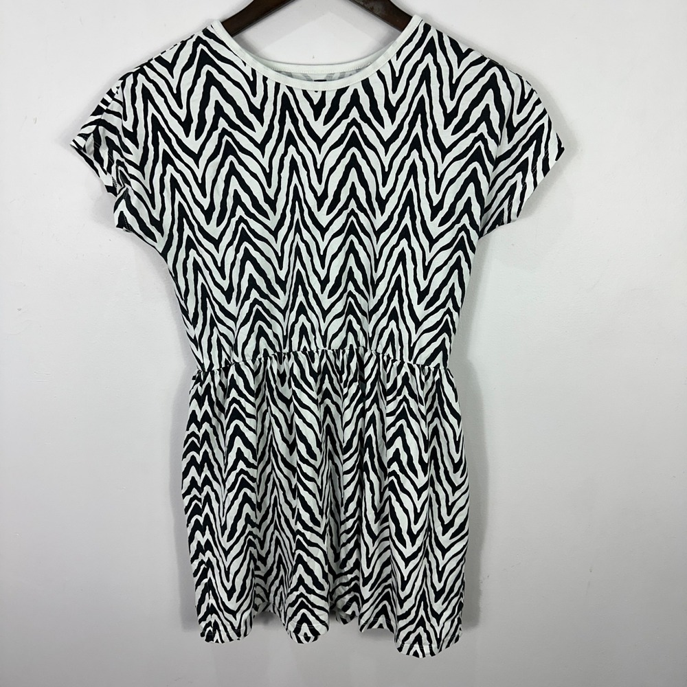 Tea Collection Dress 12 Black White‎ Zebra Print Playful Kidscore Summer Cotton